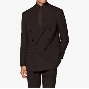 Men's Double-Breasted Brown Suit